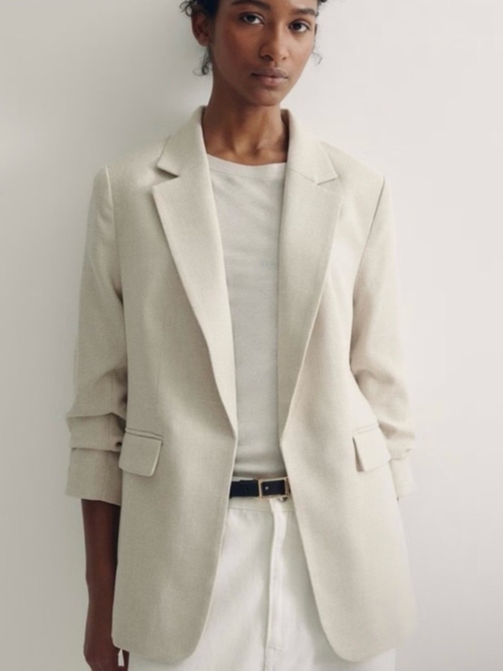 H&M Light Cream Open-Front Blazer